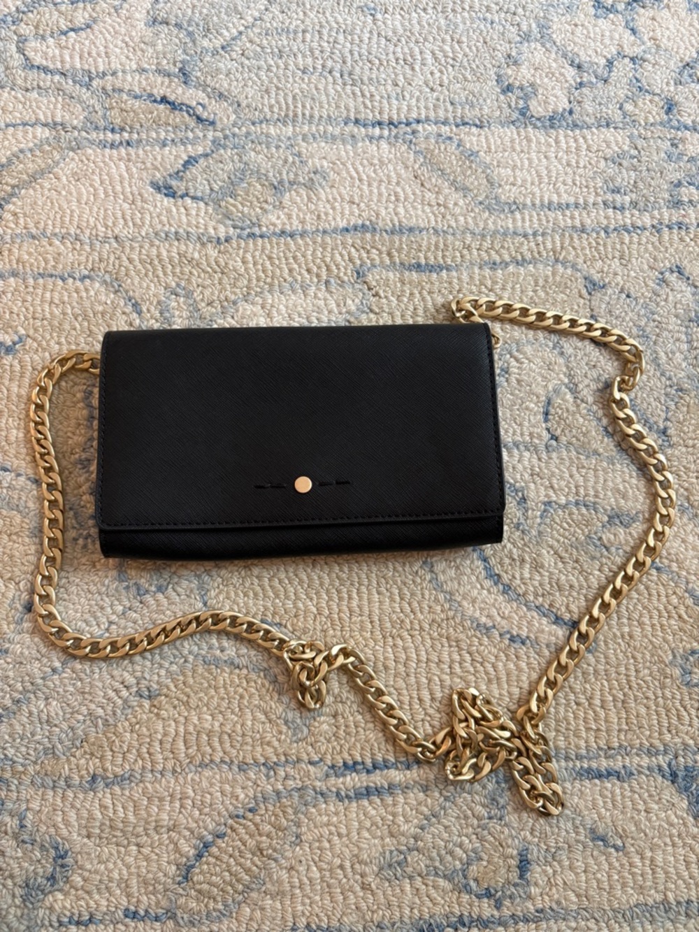 J. Crew Black Crossbody Bag with Gold Chain